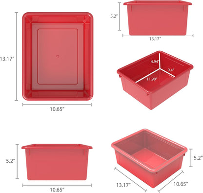 Storex Letter Size Flat Storage Tray – Organizer Bin for Classroom, Office and Home, Clear, 5-Pack (62531A05C), 10 x 13 x 3 Inches