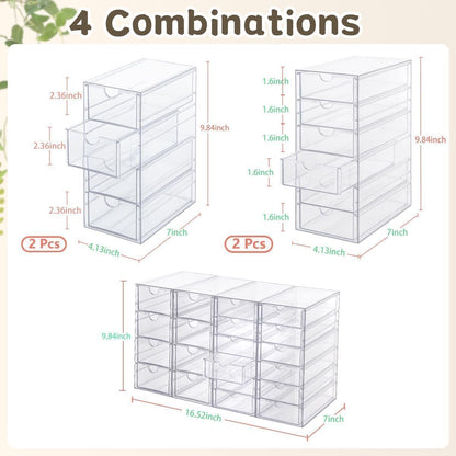 VZKAH Clear Acrylic Organizer with Drawers | 15-Drawer Desktop Unit | Makeup & Desk Organization and Storage Box for Office, Craft, Vanity Table, Bathroom, Home Essentials