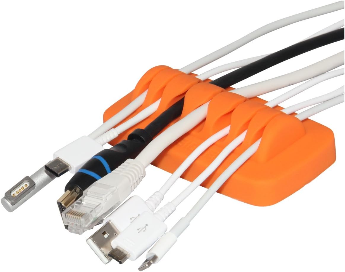 Heaviest Cable Organizer on The Market! Compact and Weighted Desktop Cord Holder and Cable Organizer, Eco-Friendly Silicone, No Bad Smell, Bundled with 4 Reusable Cable Ties! (Black)