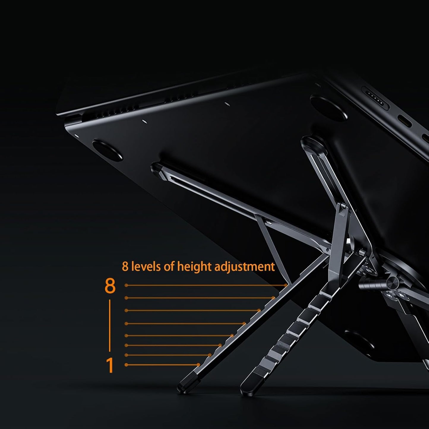 Multi-Device Magnetic Stand Compatible with Magsafe, Foldable Aluminum Alloy, 3-in-1 Laptop/Tablet/Phone Holder, Supports Handheld or Desktop Mode, Portable Travel Design, Gray