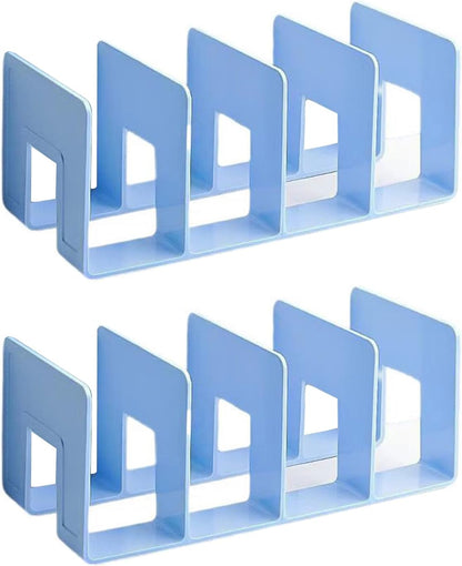2PCS Acrylic File Organizer for Desk, Desktop Document/Mail Organizer, 4 Compartments Plastics Invisible Bookshelf Floating (12.5" x 5.7" x 5", Black)