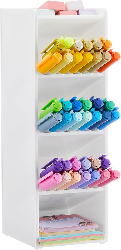 MotiMind Acrylic Pen Organizer Storage for 250 Markers Vertical Marker Organizer Acrylic Pen Display Holder for Office Desk Desktop Stationery Pencil Storage, Clear, 13 x 4 x 12.4 Inch