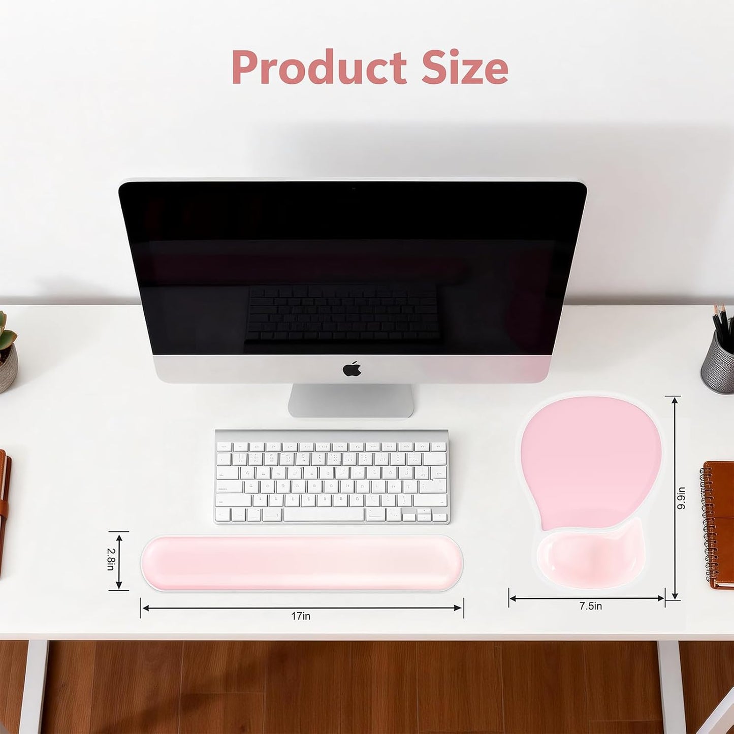 AKIT Ergonomic Mouse Pad and Keyboard Wrist Rest Set, Gel Memory Foam Wrist Rest with Non-Slip Base, 3-in-1 Mousepad Set for Pain Relief, Desk Accessories for Gaming, Home, Office(Black)