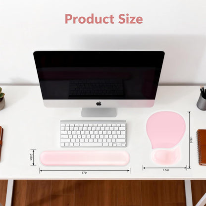 AKIT Ergonomic Mouse Pad and Keyboard Wrist Rest Set, Gel Memory Foam Wrist Rest with Non-Slip Base, 3-in-1 Mousepad Set for Pain Relief, Desk Accessories for Gaming, Home, Office(Black)