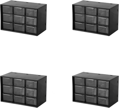 Feadily 4PCS Small Drawer Organizer for Desk, Desktop Drawer Organizer with 9 Clear Drawers, Plastic Desktop Storage Drawers 7.1 Inch x 3 .9 Inch x 4.7 Inch, White
