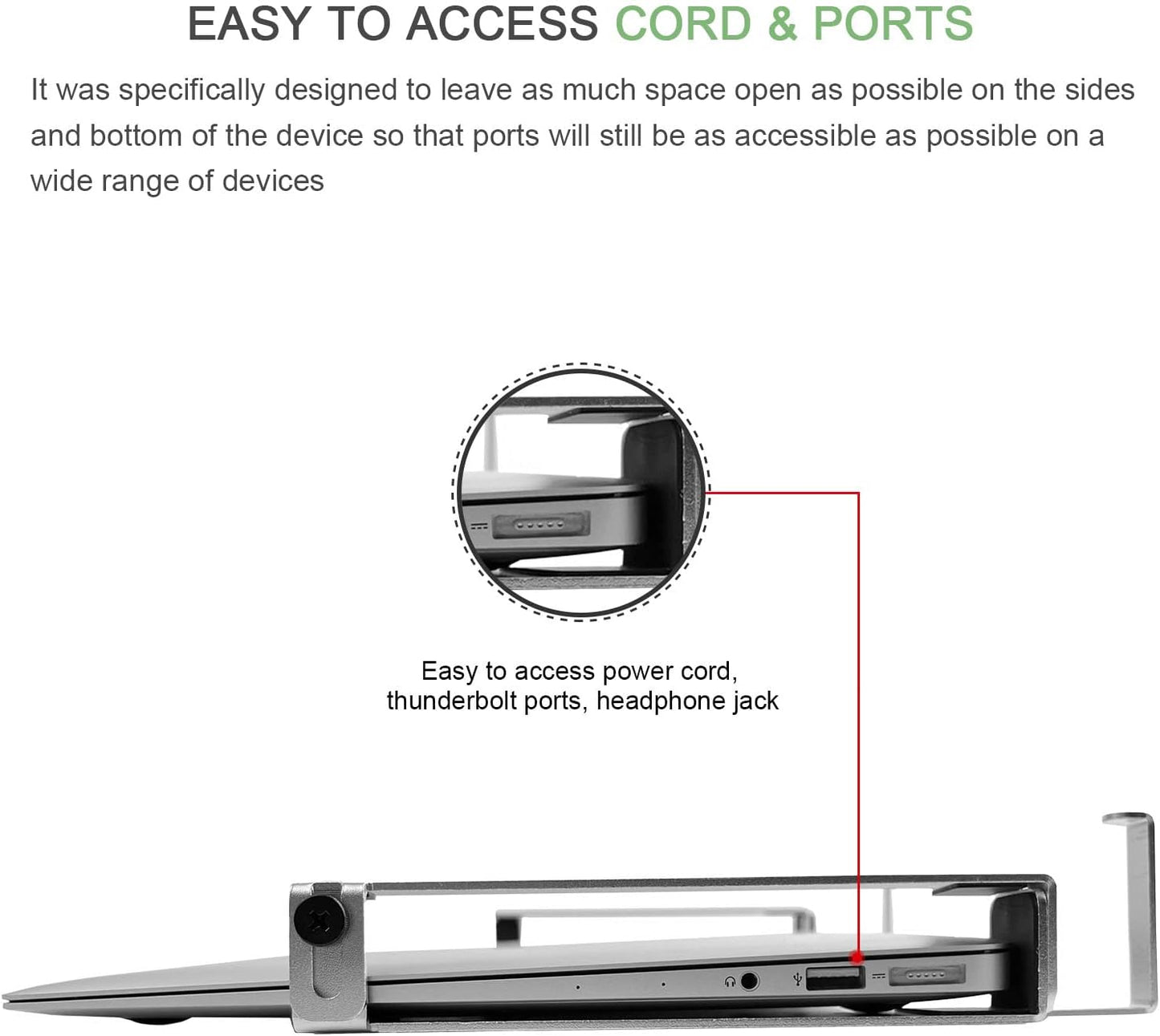 IFCASE Aluminum Wall Laptop Mount Holder for MacBook Air, Pro, Surface, iPad, Tablets, Cell Phones with Headphone Hook, Anti-Scratch Pads, Adhesive & Screws (Black)