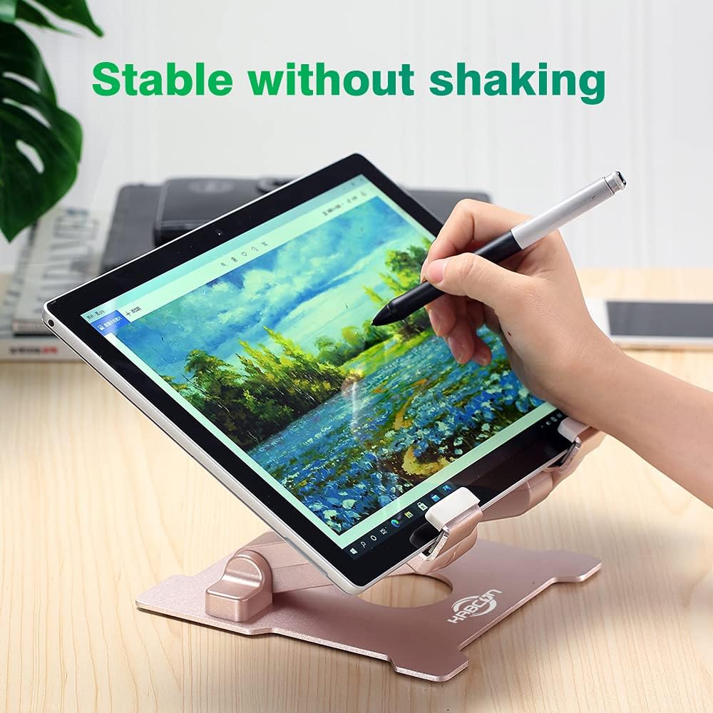KABCON Quality Tablet Stand,Adjustable Foldable Eye-Level Aluminum Solid Up to 15-in Tablets Holder for Microsoft Surface Series Tablets,iPad Series,Samsung Galaxy Tabs,Amazon Kindle Fire,Etc.Silver