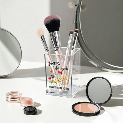 Just Breathe Acrylic Cosmetic Pencil Pen Holder Cup, Hope Inspirational Makeup Brush Organizer Holder, Women Faith Gifts, Encouragement Gifts for Women Mom Daughter Sister Friend Yoga Teacher