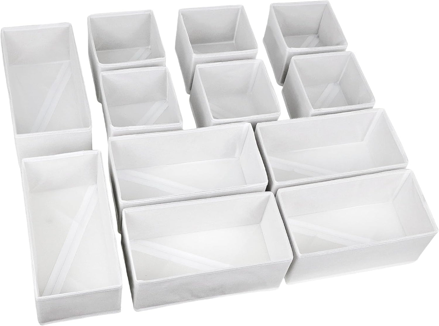 Fordonral 12 Pack Drawer Organizer Clothes, Foldable Fabric Dresser Organizer Closet Organizers and Storage Box for Underwear,Folded Clothes,Baby Clothing,Socks,Bra,Towels,Ties(12 Pack,Gray)