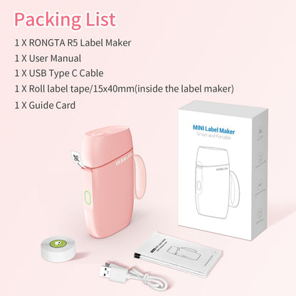 Rongta Bluetooth Label Maker Machine with Tape, Portable Mini Label Printer Wireless Thermal Handheld Sticker Makers Mini Label Makers with Multiple Templates for Organizing Office Home School(White)