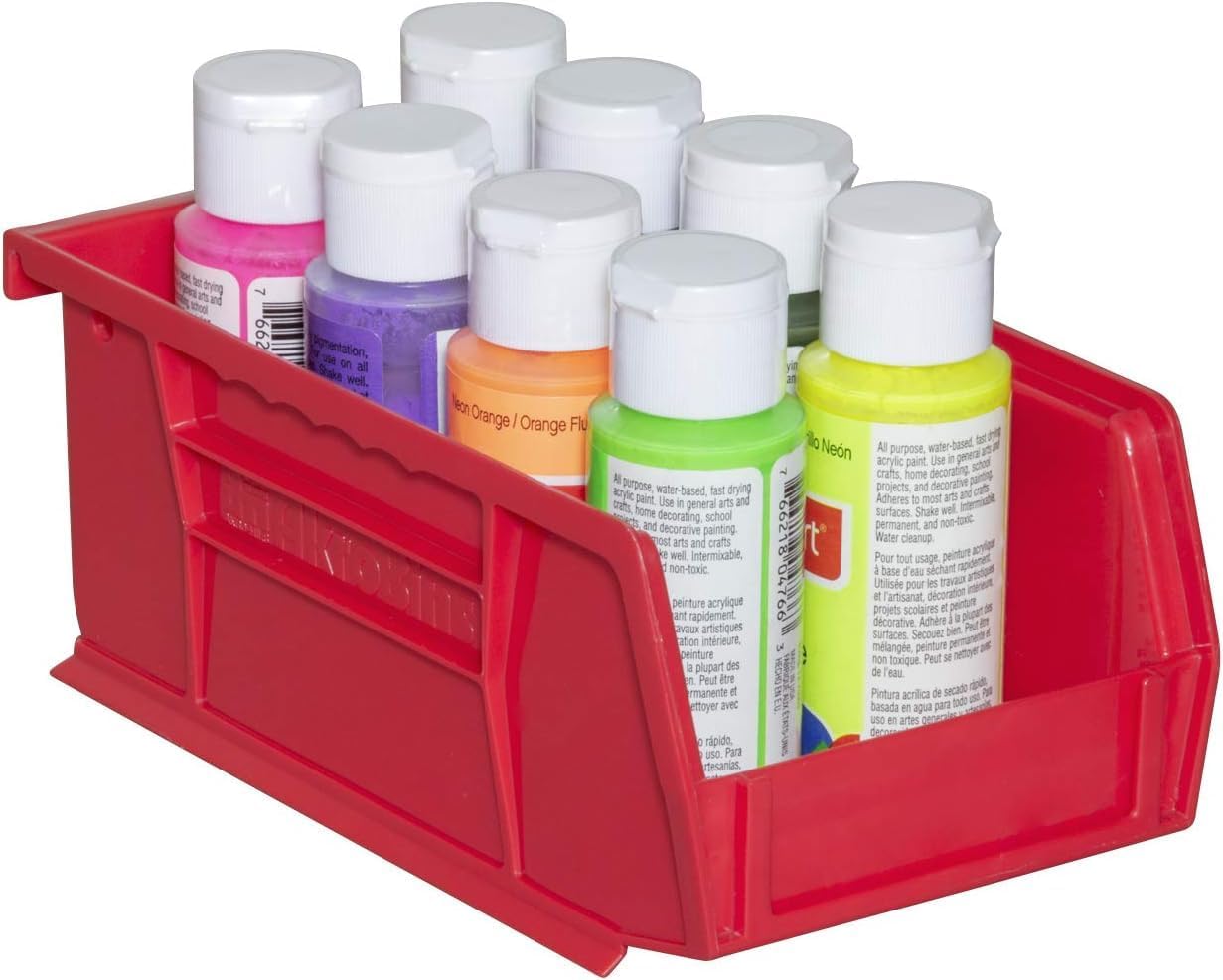 Akro-Mils 30220 AkroBins Plastic Storage Bins, Space-Saving Stackable Bins for Garage, Pantry, Craft Organization, 7" x 4" x 3", Yellow, 24-Pack