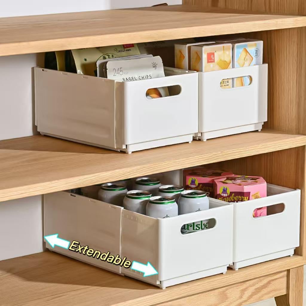 2 Pack Expandable Plastic Storage Boxes, Multi-Purpose Folding Organizer, Drawer Storage Divider For Bedroom, Kitchen And Snack Storage (s)