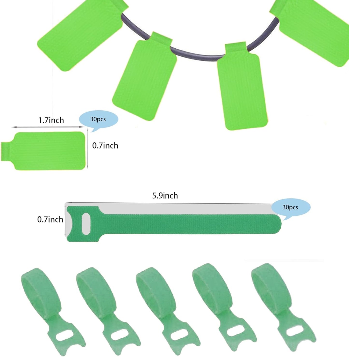 60 Pieces Cable Labels & Reusable Hook and Loop Fastening Ties Set - 30 Pieces Cord or Wire Labels & 30 Pieces Labels for Electronic Cords, Home & Office Cord Management