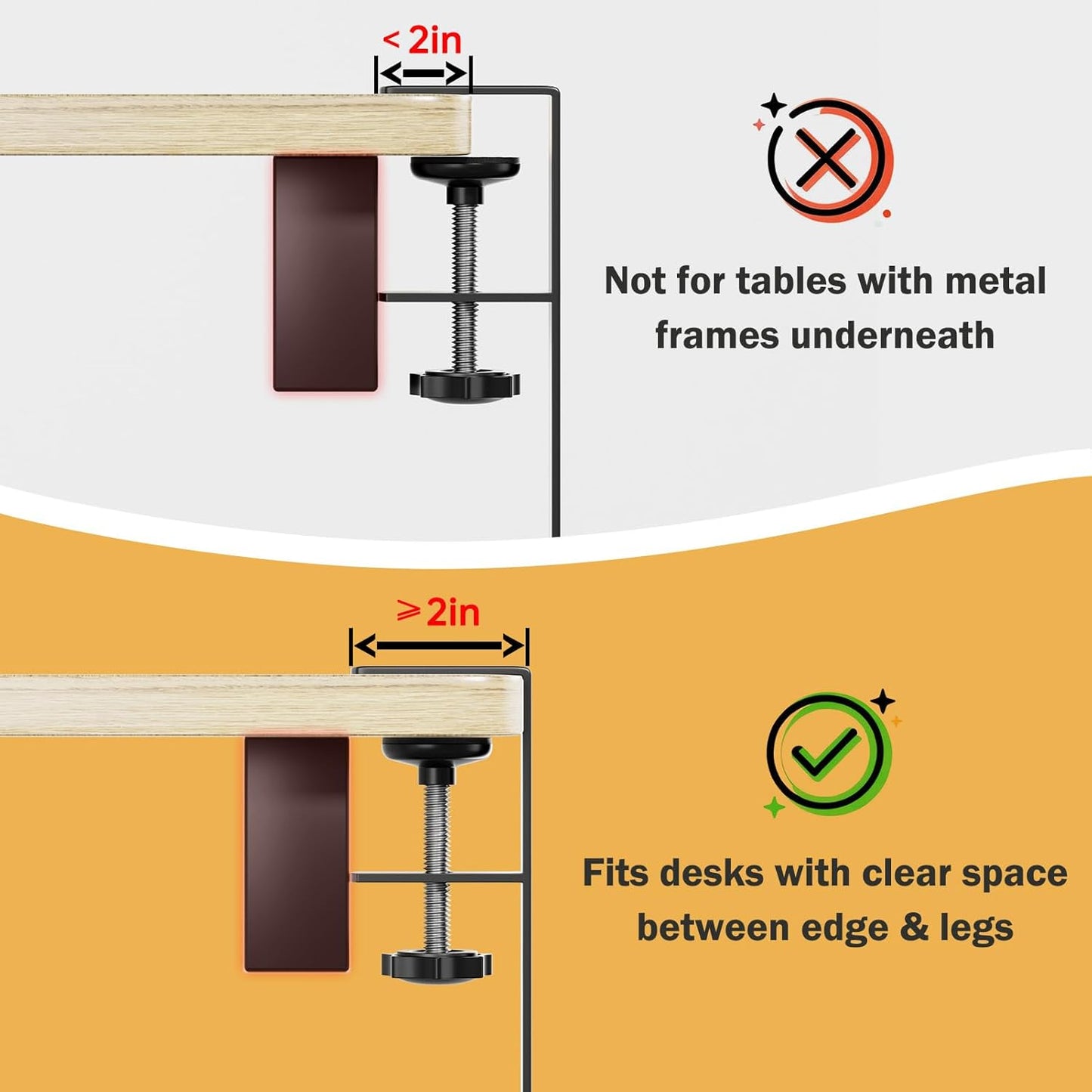 DELAMU Under Desk Cable Management Tray, No Drill Metal Mesh Cable Management Under Desk with F-Clamp Mount & 2 Open Holes, Cord Organizer for Home Office, 1 Pack, White