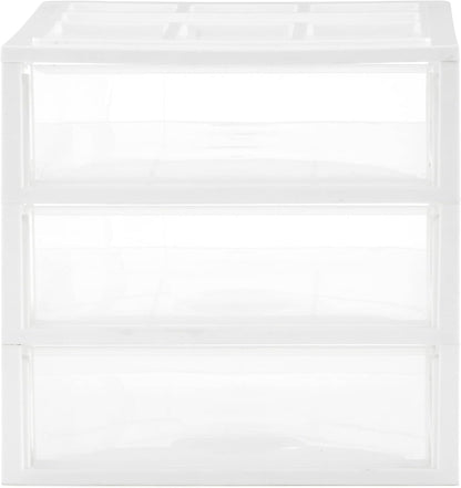 Gracious Living 3-Drawer Desktop and Countertop Organizer Drawer Set, White/Clear