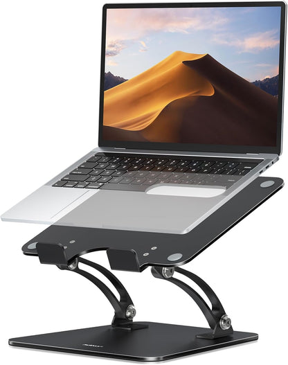 Nulaxy Ergonomic Adjustable Laptop Stand for Desk, Dual Foldable Computer Riser with Advanced Heat-Vent, Heavy-Duty Portable Notebook Holder for Posture Correction, Compatible with Mac 10-17" Laptops