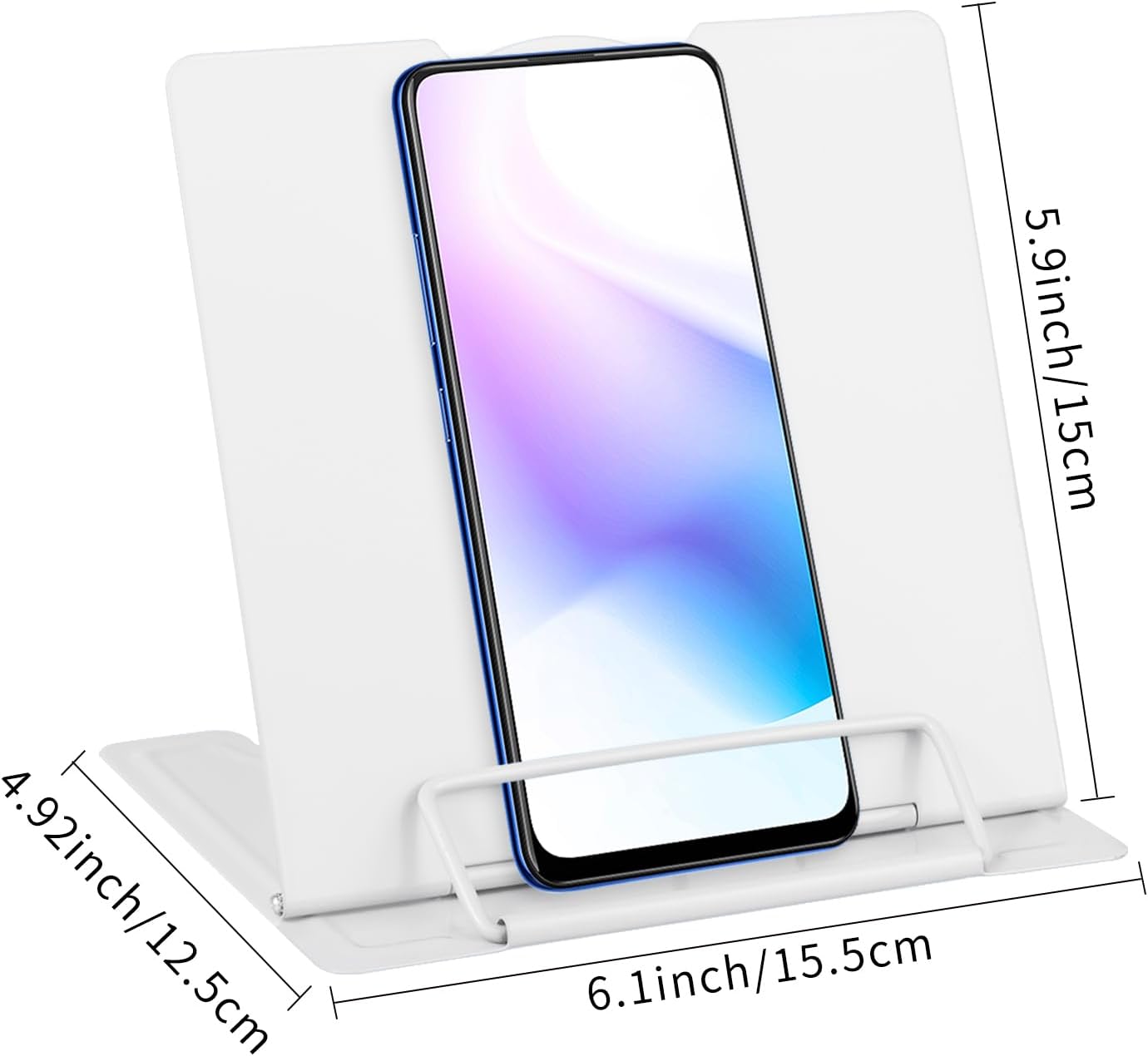 Honagu Small Book Stand Book Holder Metal Desk Stand for Reading Hands Free, Adjustable Cookbook Documents Holder, Portable for Music Books, Textbook, Recipe, Tablet, Ipad, Great Gifts (White)