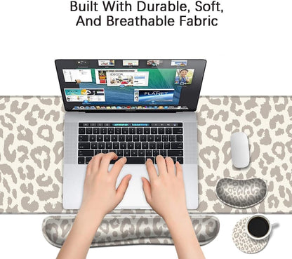 MIBITRI Keyboard Mouse Pad Set, Extended Gaming Mouse Pad+Ergonomics Keyboard Wrist Rest Support, Memory Foam, Easy Typing Pain Relief, 4Pcs XXL Ultra Thick Desk Mat, Enchanted Bookshelf