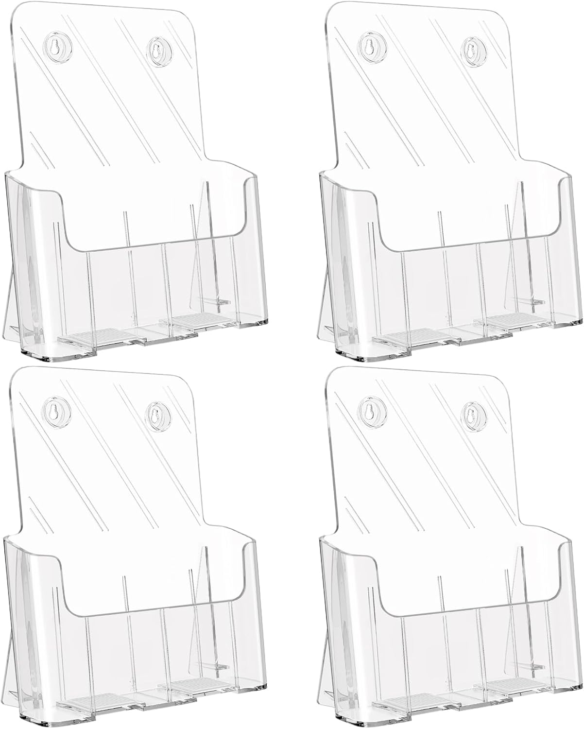 KTRIO Acrylic Brochure Holder 8.5 x 11 Clear Literature Display Stand, Plastic Flyer Holder for Trifold Brochures, Menus, Magazines, Pamphlets, Documents, Desk or Wall Mount, 2 Pack