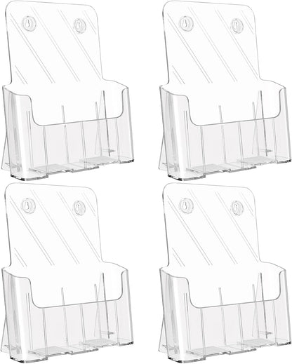 KTRIO Acrylic Brochure Holder 8.5 x 11 Clear Literature Display Stand, Plastic Flyer Holder for Trifold Brochures, Menus, Magazines, Pamphlets, Documents, Desk or Wall Mount, 2 Pack