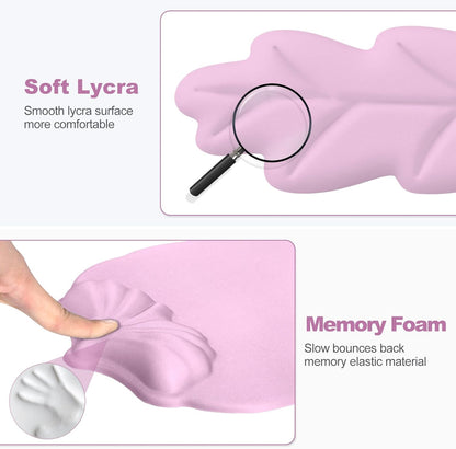 Keyboard Wrist Rest and Mouse Pad with Wrist Support Set, Ergonomic Leaf Shape Mouse Pad with Non-Slip Base, Pain Relief Memory Foam Mousepad for Computer,Laptop,Home Office, Green