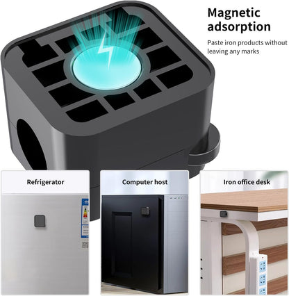 Magnetic Cable Organizer for Desk – Upgraded Wire Clips with Adhesive Base – Desktop Cord Holder for USB, Charging Cables – 6 Clips + 1 Magnetic Base (Black)