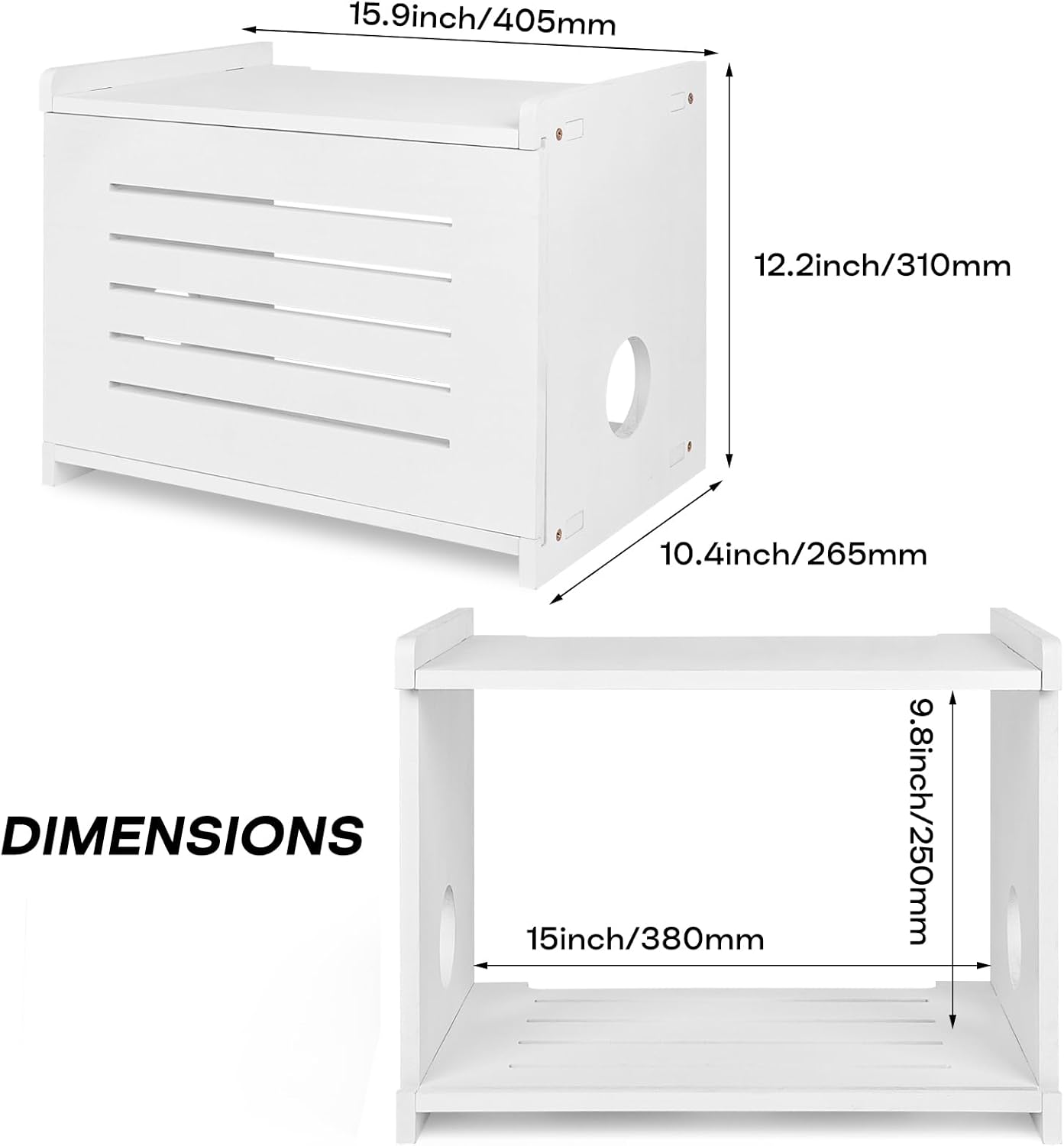 White Router Shelf Projector Shelf Projector Stand Router Storage Box Modem Cable Router Cover Organized Power Strip Cable Management Hider Rack by Solid Wood Need Assembly