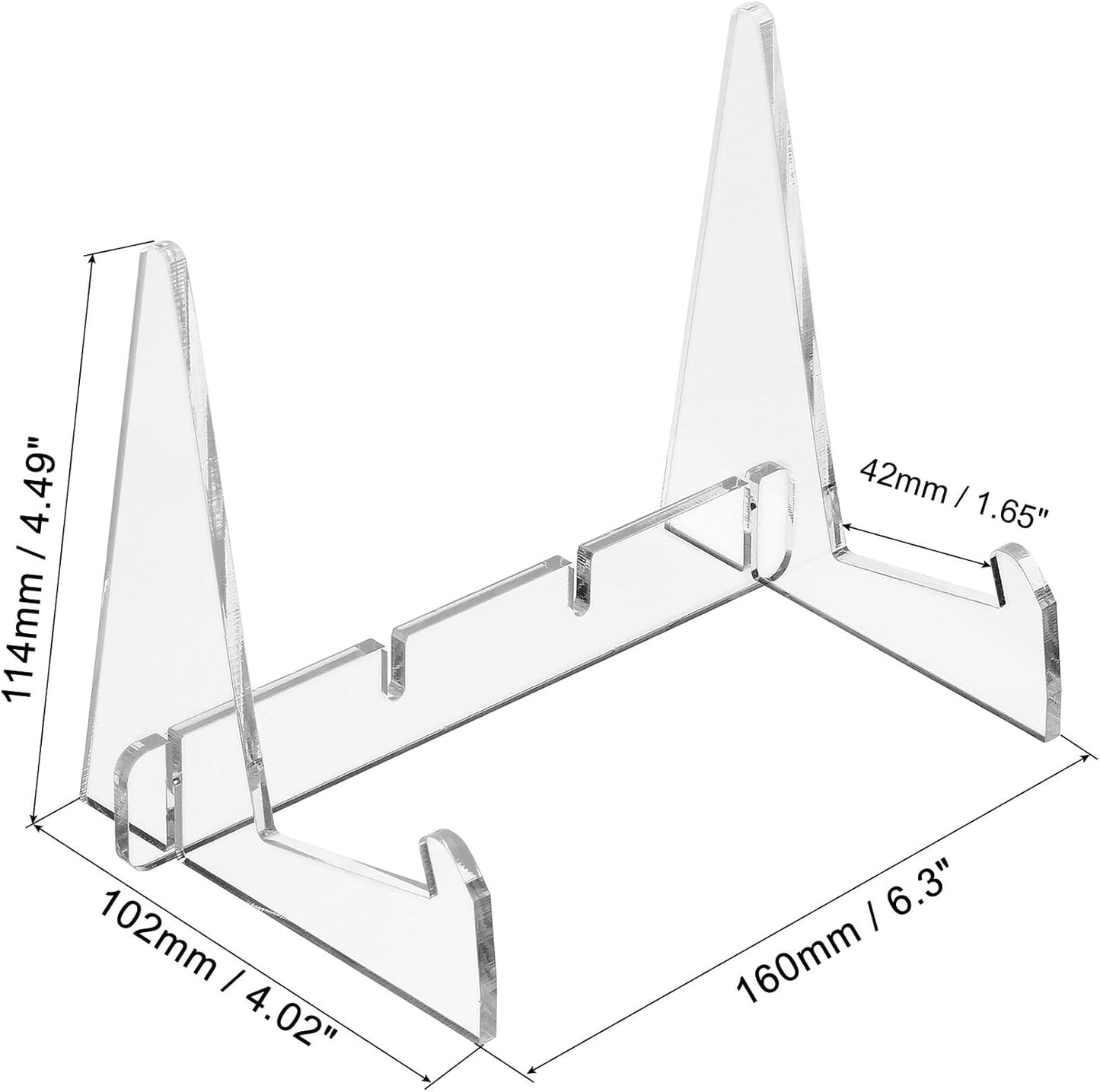 114mm Height Book Stand, Acrylic Detachable Desktop Book Display Holder for Reading, Clear