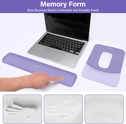 MOSISO Wrist Rest Support for Mouse Pad&Keyboard Set, Rectangular Ergonomic Mousepad Non-Slip Base Home/Office Pain Relief&Easy Typing Pad with Neoprene Cloth&Raised Silicone Lining, Green