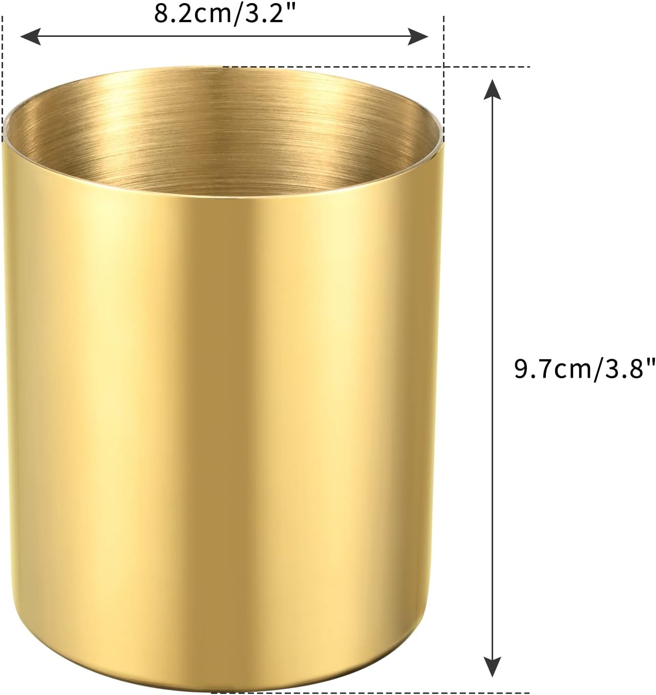 Gold Pencil Holder for Desk, 304 Stainless Steel Pencil Cup, Pen Holder Cup, Pen Pot, Makeup Brush Holder, Desktop Accessory Stationery Organizer
