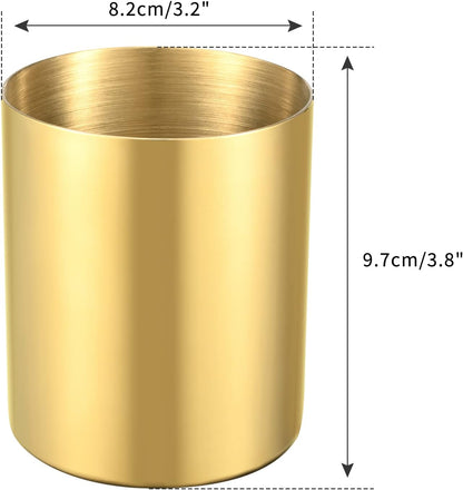 Gold Pencil Holder for Desk, 304 Stainless Steel Pencil Cup, Pen Holder Cup, Pen Pot, Makeup Brush Holder, Desktop Accessory Stationery Organizer