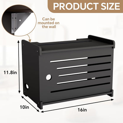 Wooden WiFi Router Storage Box Hider Shelf, Decorative Projector Box Hider Rack Countertop, for Cable, Modem, Internet, Router Power Cover Storage Organizer Cabinet Wall Mounted, Solid Wood