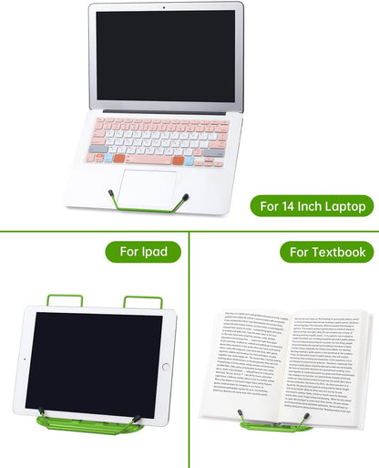 Honagu Book Stand for Reading, Adjustable Reading Rest Book Holder, Documents Holder, Sturdy Typing Stand for Recipes Textbooks Tablet Music Books (Green)