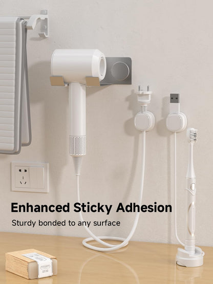 9 Pack Cord Organizer, Spring Cable Management, Adhesive Cute Cable Holder Clips, Phone Charger Wire Keeper for Desk Nightstand Car Office (9-Pack White_Orange_Blue)