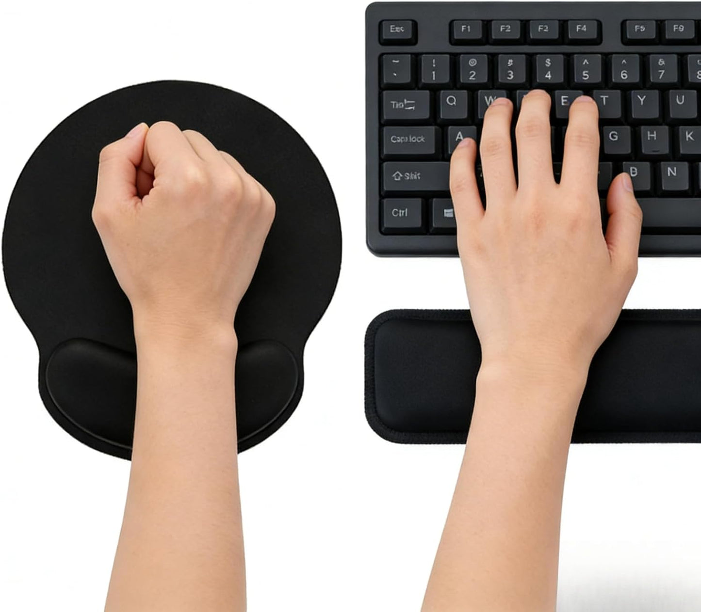 2-Pack Memory Foam Keyboard and Mouse Wrist Rest Pad Set, Ergonomic Gel-Infused, Non-Slip, Pain Relief for Carpal Tunnel