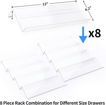 MIUKAA Clear Acrylic Spice Drawer Organizer, 4 Tier- 2 Set Expandable From 13" to 26" Drawer Seasoning Organizer, Kitchen Spice Rack Tray for Drawer/Countertop (Jars not included)