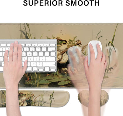 Desk Pad and Keyboard Wrist Rest, Large Mouse Pad + Keyboard Pad+Mouse Wrist Support, Non-Slip Desk Mat Protector for Office, Home 31.5×11.8 Inches Anime Dragon