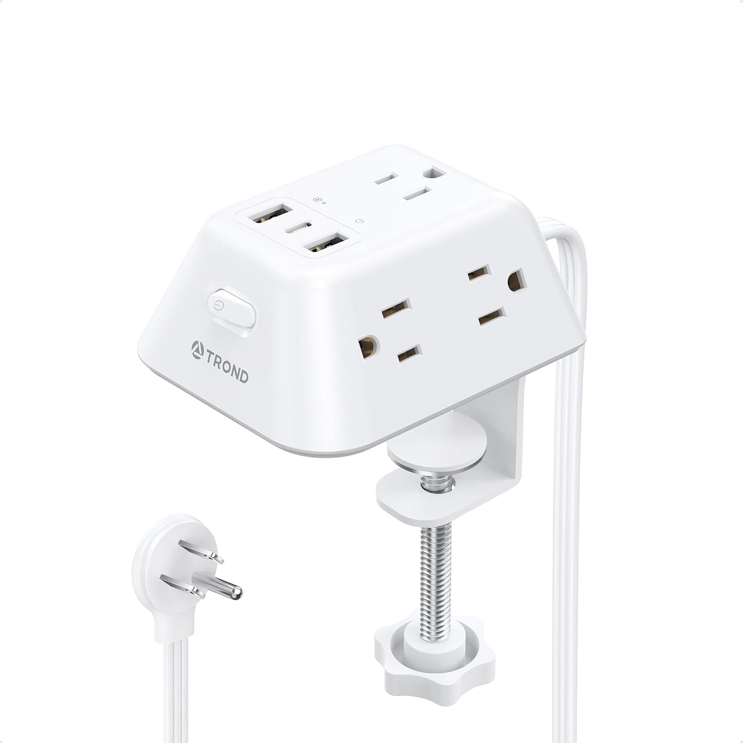 Desk Clamp Power Strip, Surge Protector with 5 AC Outlets and 3 USB Ports, Desk Mount Charging Station, Fit 1.97in Tabletop Edge Thick, 6FT Extension Cord, for Home Office Gaming Accessories, Black
