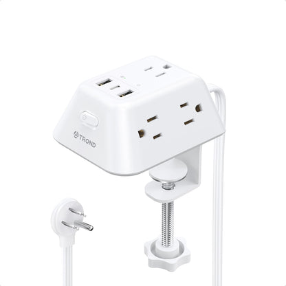 Desk Clamp Power Strip, Surge Protector with 5 AC Outlets and 3 USB Ports, Desk Mount Charging Station, Fit 1.97in Tabletop Edge Thick, 6FT Extension Cord, for Home Office Gaming Accessories, Black