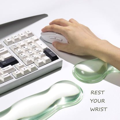 Clear Gel Wrist Rest for Keyboard and Mouse, Green Silicone Mouse Wrist Rest Set, Cute Ergonomic Wrist Rest for Keyboard 60%/75%(Green)