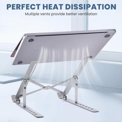 Portable Laptop Stand, Adjustable Ergonomic Aluminium Laptop Mount Stand, Detachable Notebook Riser Holder for Desk Compatible with MacBook, Dell, Lenovo More 10-15.6" Laptops-Silver