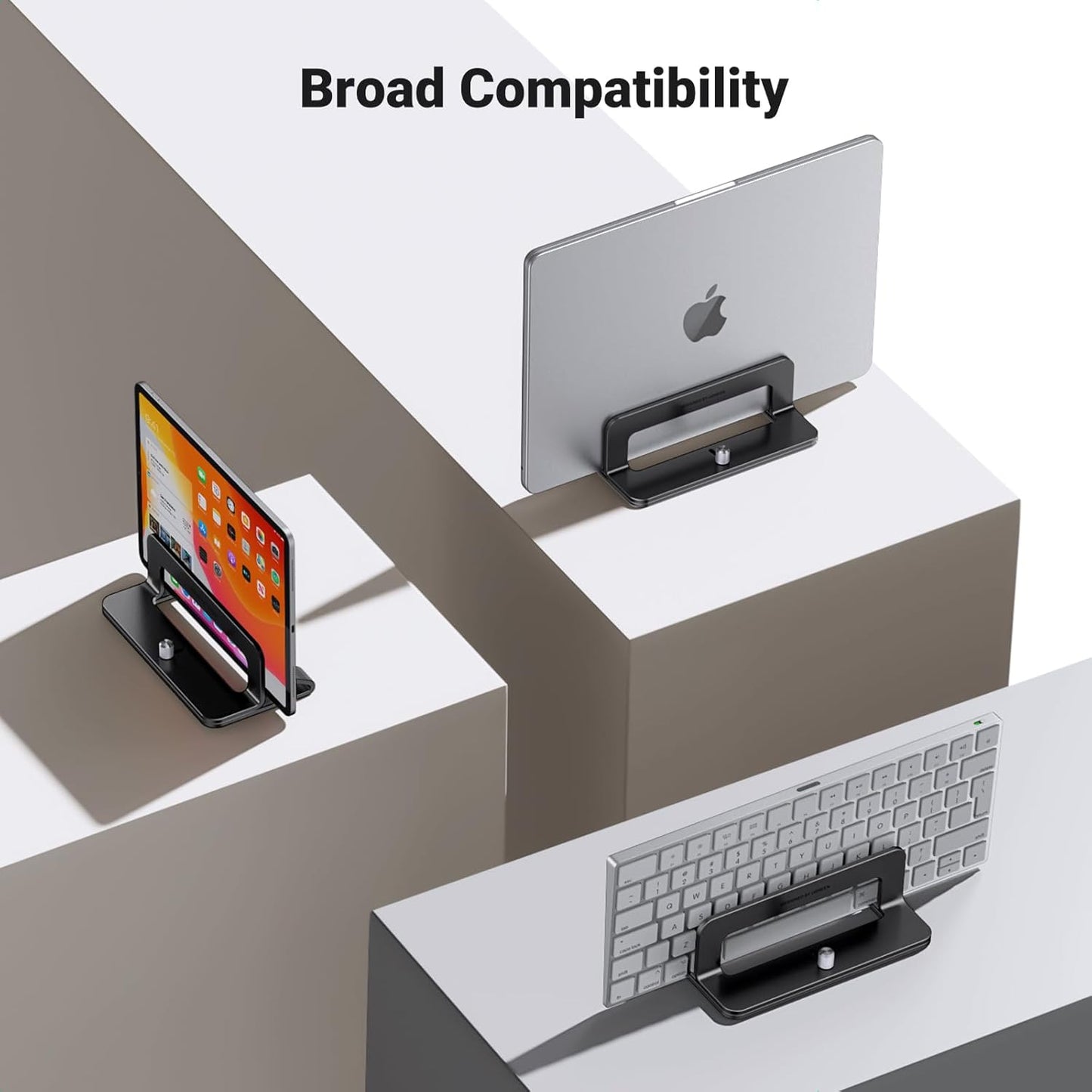 UGREEN Vertical Laptop Stand Holder for Desk Compatible with MacBook Pro, MacBook Air Stand Vertical Aluminum Adjustable for Up to 17.3 Inch Gaming Laptop, Gray