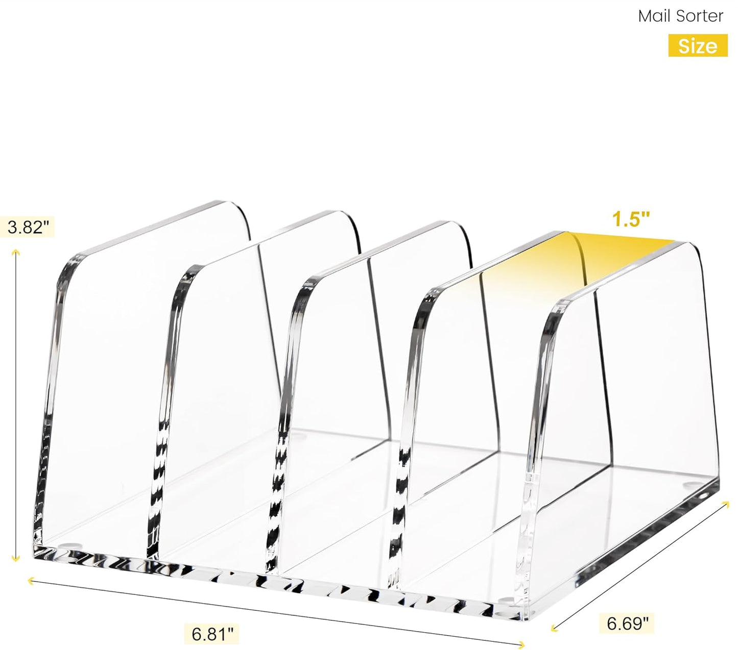 YUXUN Desk File Organizer,5-Section Vertical Clear Acrylic Desk Organizer File Holder Mail Sorter Office Organization for Office Home &Classroom（B5）