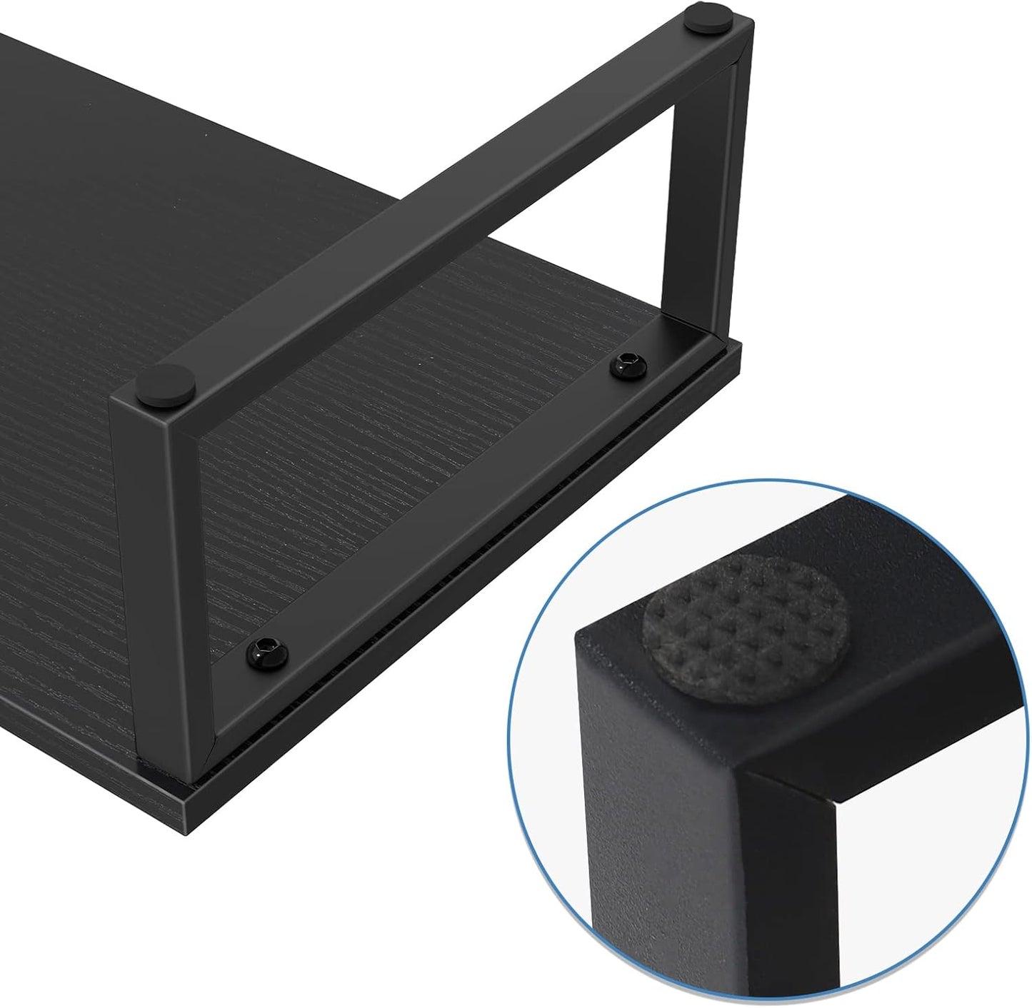 NORCEESAN 2 Pack Monitor Stand Riser Wood Desk Shelf with Storage, Laptop Stand Riser Computer Stand for Desk Shelf Organizer Desktop Printer Table for PC Laptop Fax Monitor Lift, Black