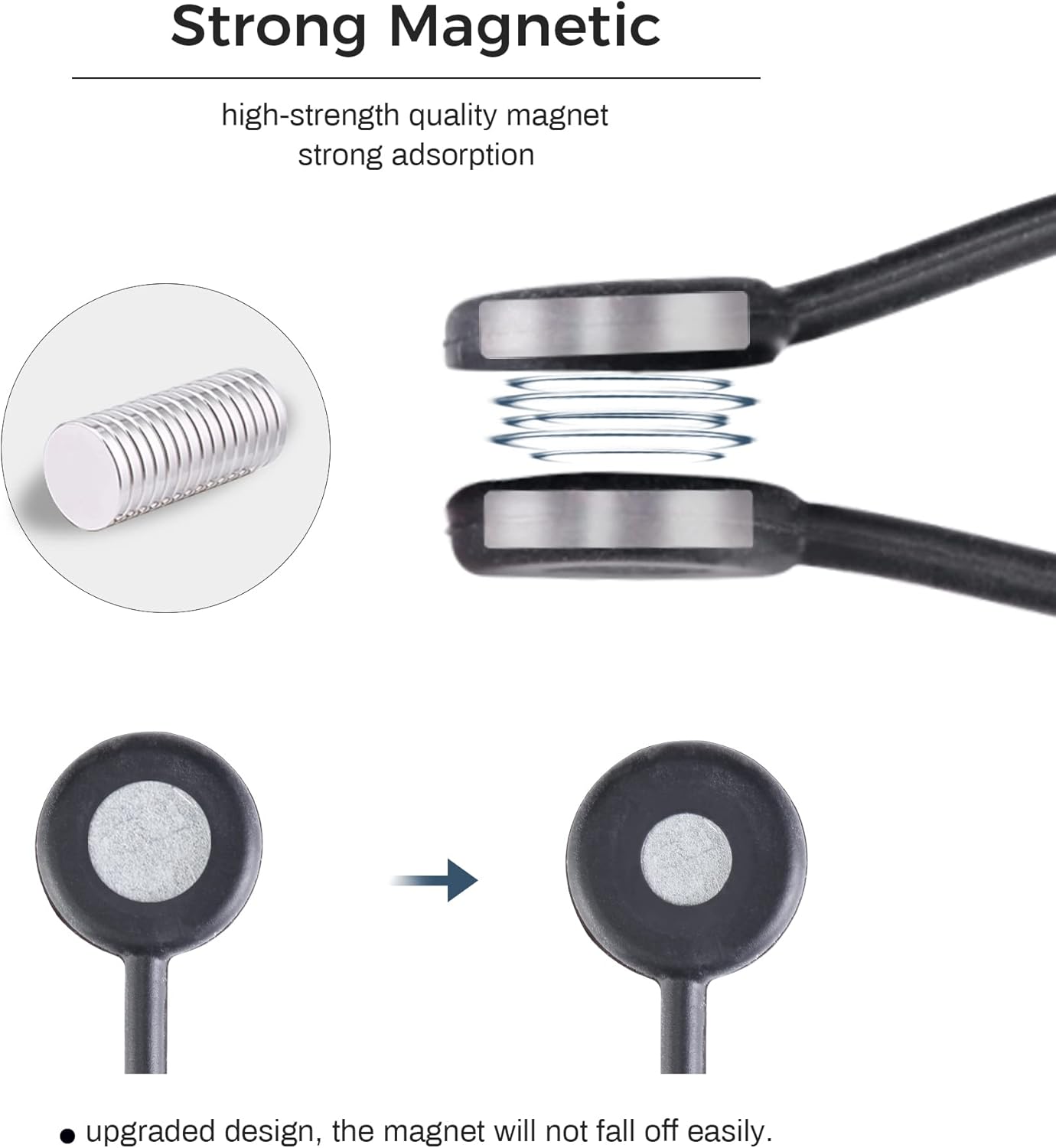 EUREKA ERGONOMIC Magnetic Cable Ties Reusable, 10 Pack Rubber Twist Ties with Strong Magnet for Bundling and Organizing Wire/Cord, Cable Management Clips under Desk Used in Many Ways, Black