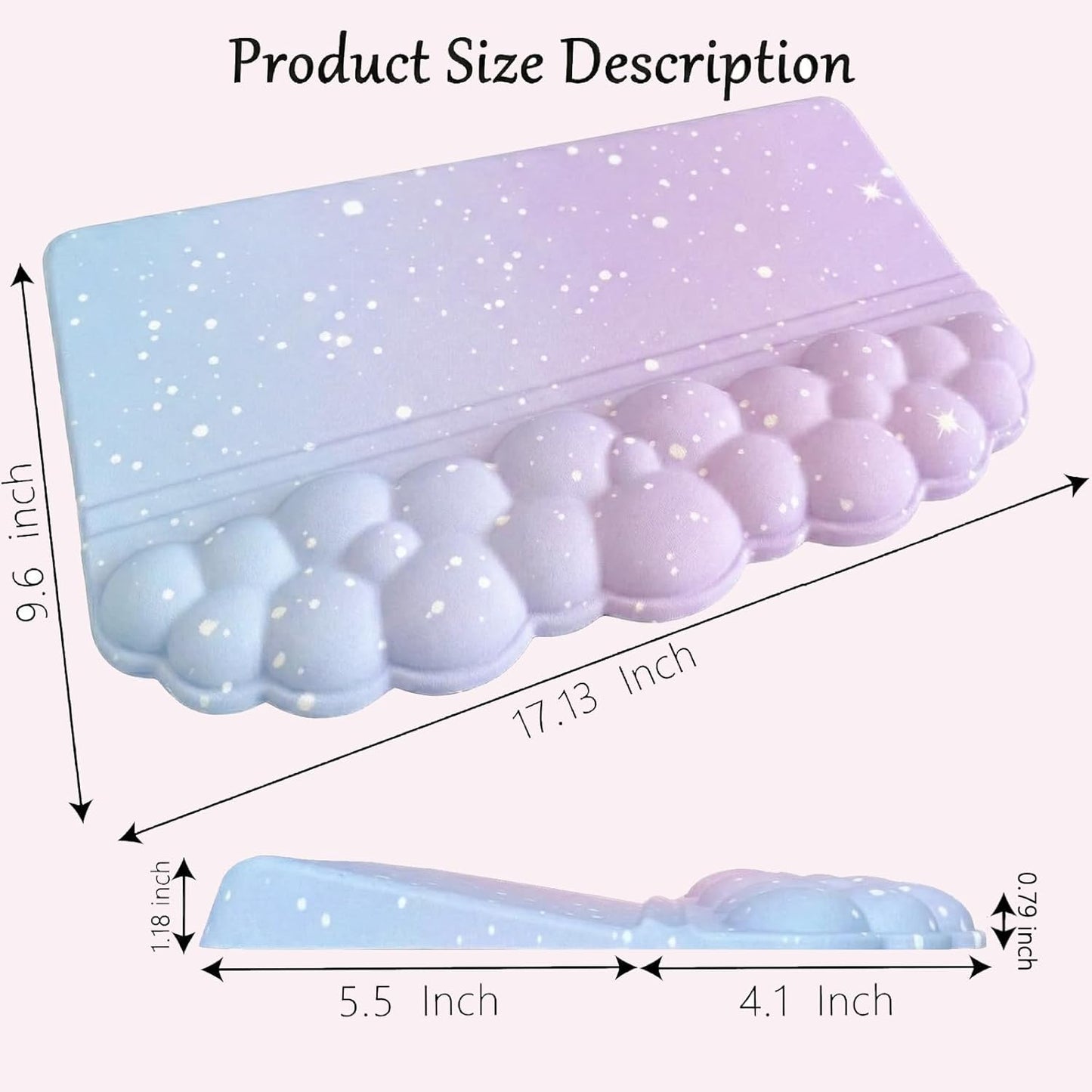 Computer Keyboard Stand Pad with Wrist Rest Purple Blue Cloud Keyboard Pad Support with Comfortable Galaxy Stars Wrist Pad Cute Girl Ergonomic Tilted Keyboard Riser Holder for Desktop Office Home