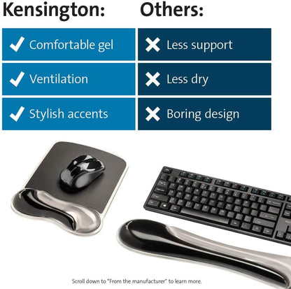 Kensington Duo Gel Mouse & Keyboard Wrist Rest Bundle Set, Ergonomic Keyboard and Mouse Pad With Wrist Support, Keyboard Wrist Rest, Computer Keyboard Pad, Cooling Gel, Non-Skid Backing, Blue K52920WW