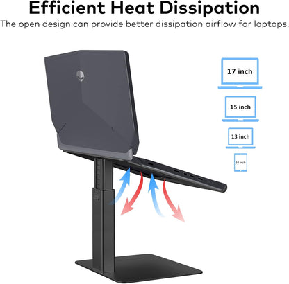 Laptop Stand for Desk, Ergonomic Aluminum Laptop Stand Adjustable Height from 7-15", Sitting and Standing Laptop Riser for 10-17" Notebook