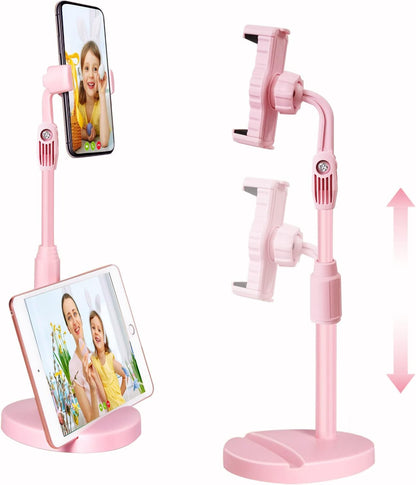 Adjustable Mobile Phone Stand, Tablet Stand, 360 Degree Rotation, Ergonomic Design, Pink