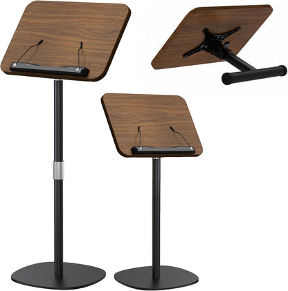 NAMON 2-in-1 Dual-use Floor & Desktop Book Stand, Sturdy Metal & Wood Build, Height Adjustable from 16.5" to 51", Floor Reading Stand for Sheet Music, Cookbooks, Projector (White, 11.8" x 16.5" Panel)